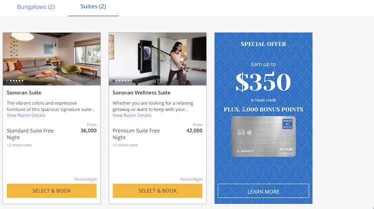 36k or 42k points pricing for the suites